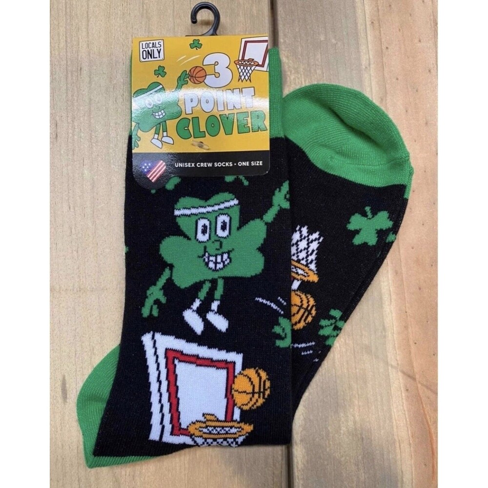 Locals Only Unisex 3 Point Clover Basketball St Patricks Crew Socks